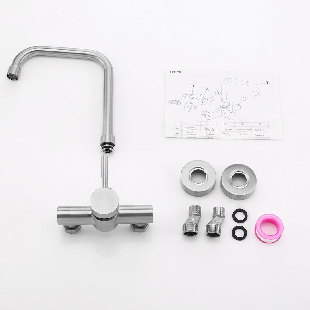ONECE Wandmontage Küchenarmatur mit 11 cm Lochrabstand, Wasserhahn in Wand | Wandarmatur Küche aus E