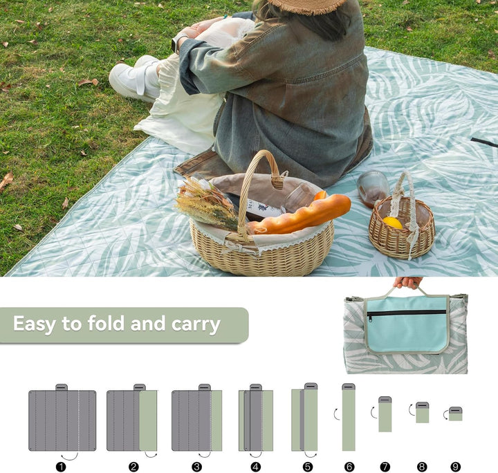 OESSUF Picknickdecke wasserdicht 200x200, extra grosse Picknickdecke XXL Stranddecke sandfrei tragba