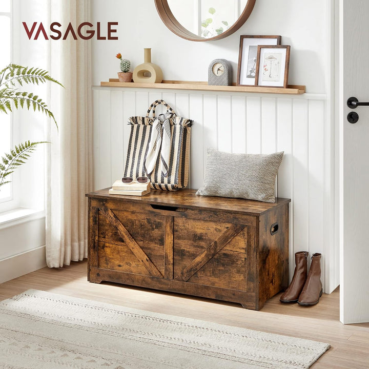 VASAGLE Schuhbank, Sitzbank mit Stauraum, Sitztruhe, 2 Sicherheitsscharniere, Aufbewahrungsschrank,