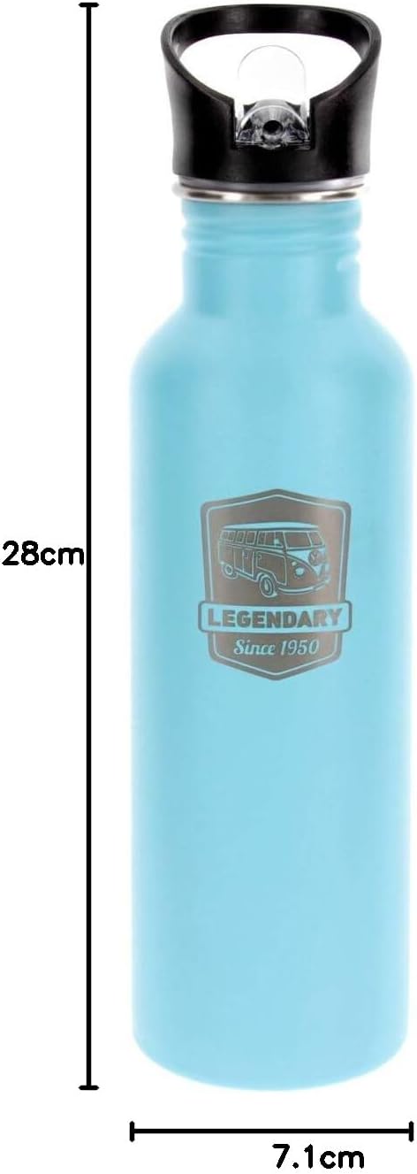 BRISA VW Collection - Volkswagen Edelstahl Trink-Flasche mit Schriftzug & Vintage Logo im T1 Bus Des