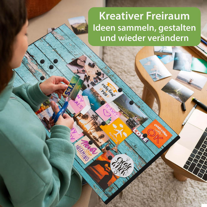 banjado Magnettafel schwarz 78 x 37cm / Magnetwand Metall/Magnetpinnwand als Memoboard/Pinnwand Magn