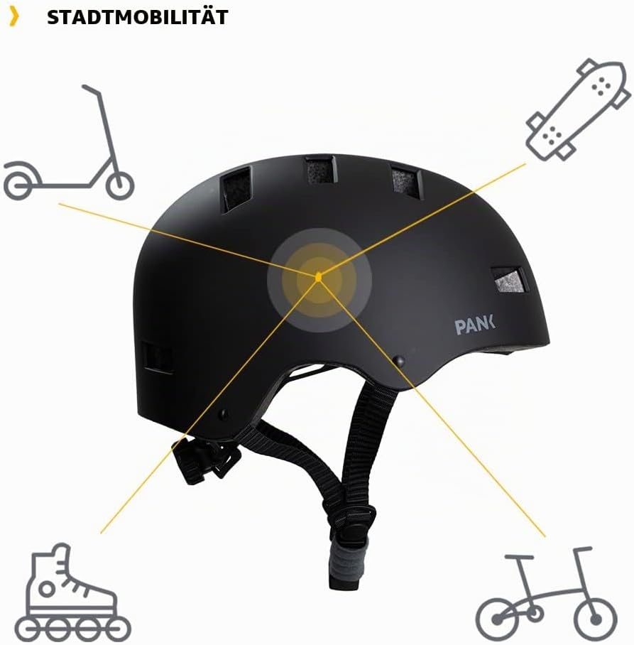 PANK Premium Urban Fahrradhelm Herren Damen Skaterhelm BMX E-Scooter Skateboard Scooter Inlineskates