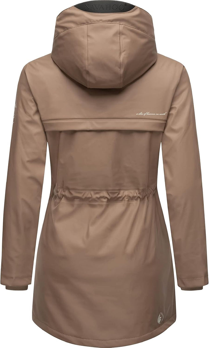 Navahoo Damen Übergangsjacke Regenmantel wasserdicht lang warm gefüttert mit Kapuze Rainy Forest XS-