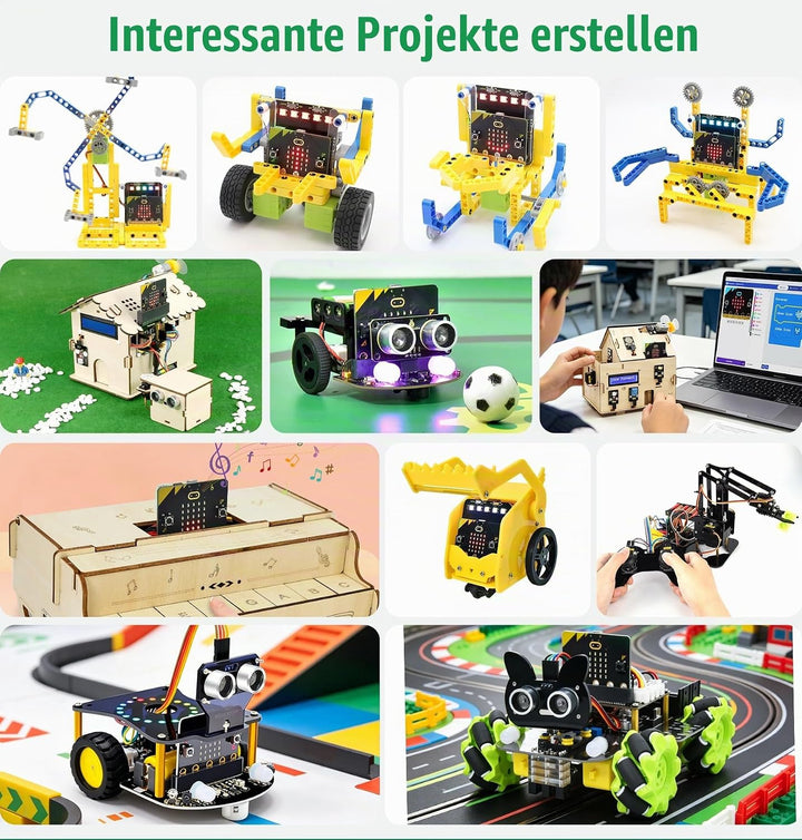 KEYESTUDIO BBC Micro:Bit Go für Micro bit Starter Set mit V2 Microbit Board, Batteriehalter, Micro-U