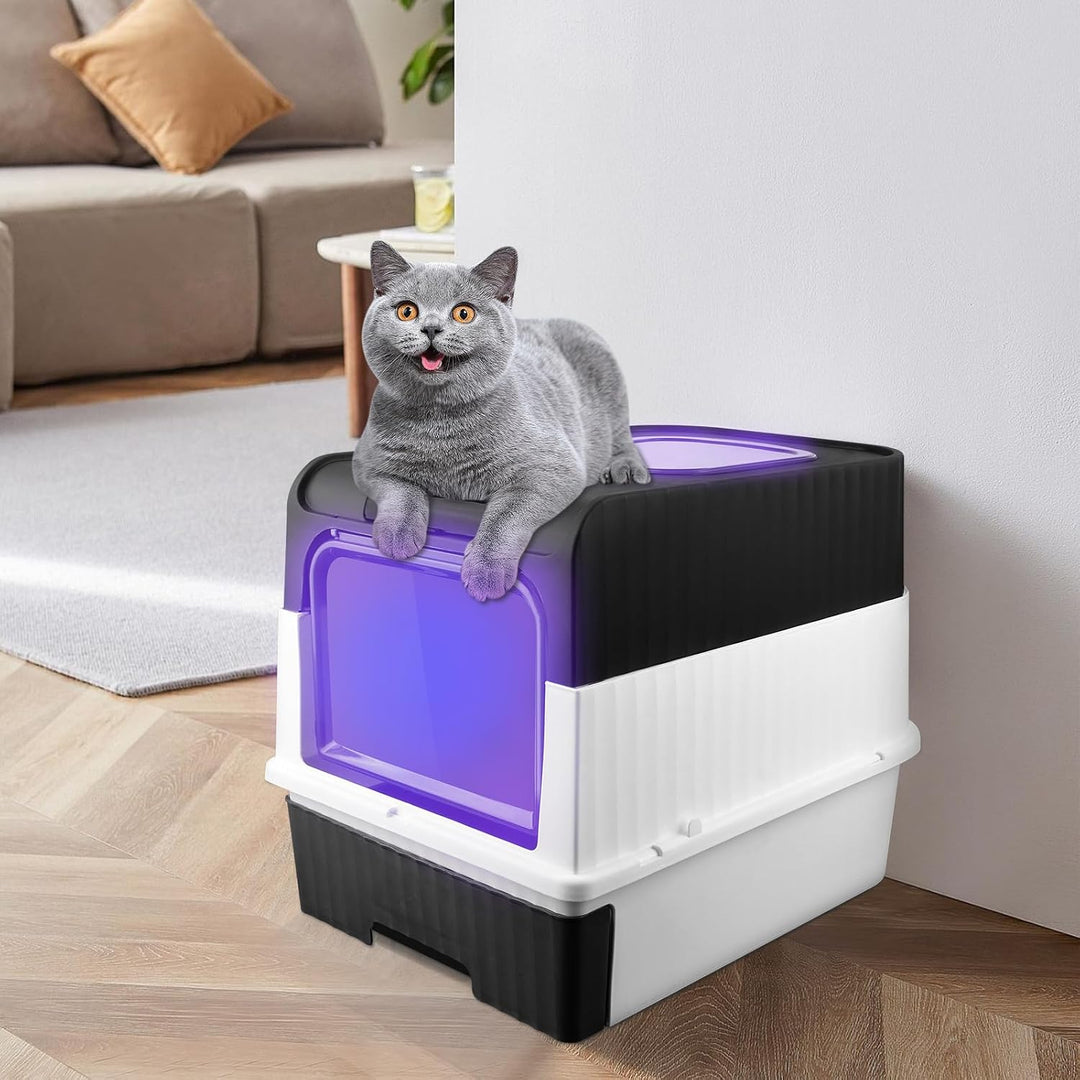 OHMG Selbstreinigende Katzentoilette,Katzenklo Selbstreinigend,Geruchsbeseitigung,Geschlossen Grosse