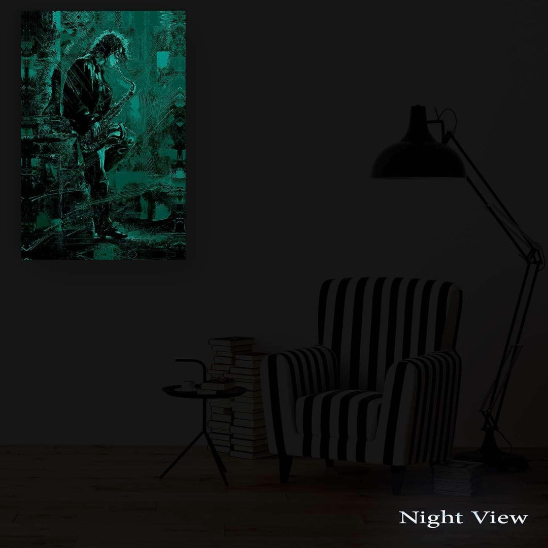 Startonight Leinwandbilder Schwarz und Weiss Junges Singen am Saxophon, Doppelansicht Überraschung M