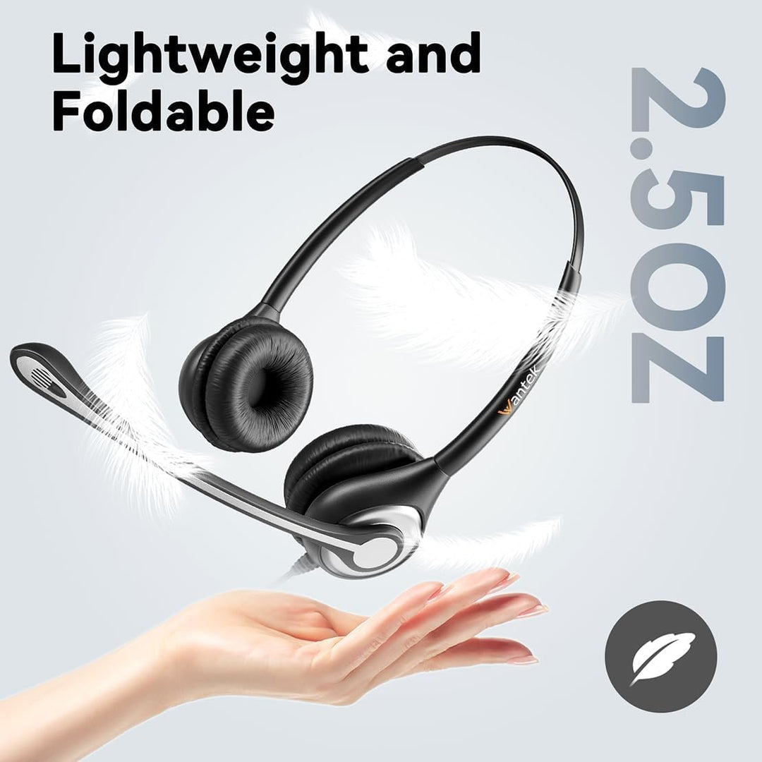 Wantek Stereo-Headset,schnurgebunden,USB-A,Mikrofon mit Noise Cancelling-ganztägiger Komfort-USB-A:P