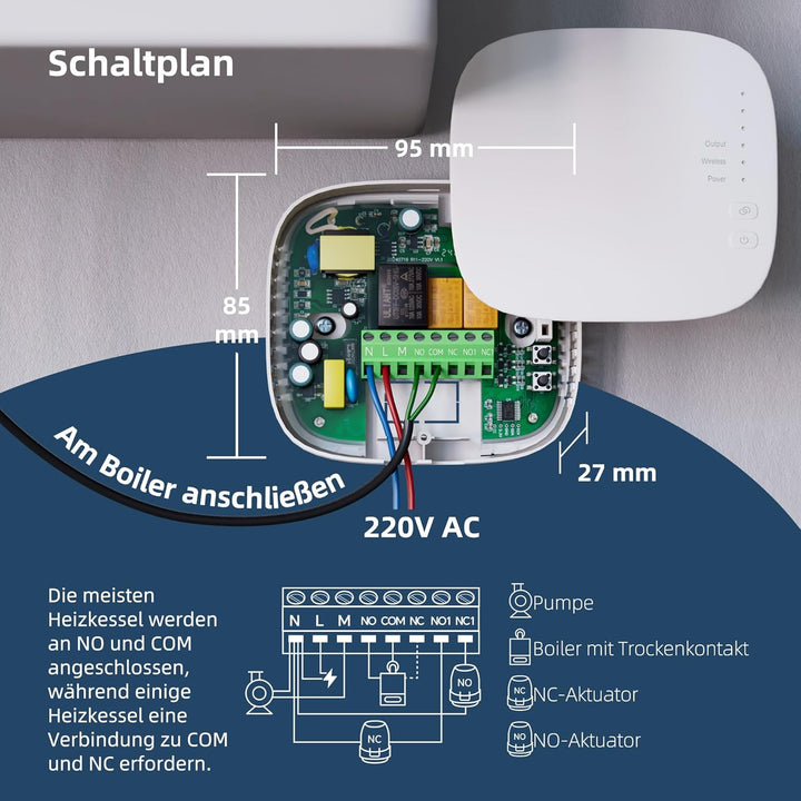 Beok Thermostat Fussbodenheizung WiFi Für Wasser Fussbodenheizung und Gaskessel, Tuya Smart Raumther
