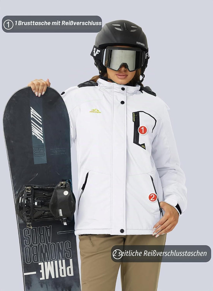 MAGCOMSEN Winterjacke Damen Softshell Funktionsjacke Wasserabweisende Outdoor Ski Jacke Fleece Windd