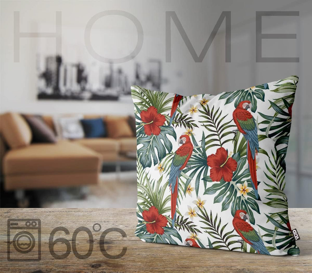 VOID Papagei Tropenwald Hibiskus Kissenbezug Kissenhülle Sofakissen Kissen Deko Outdoor-Kissen Dekok