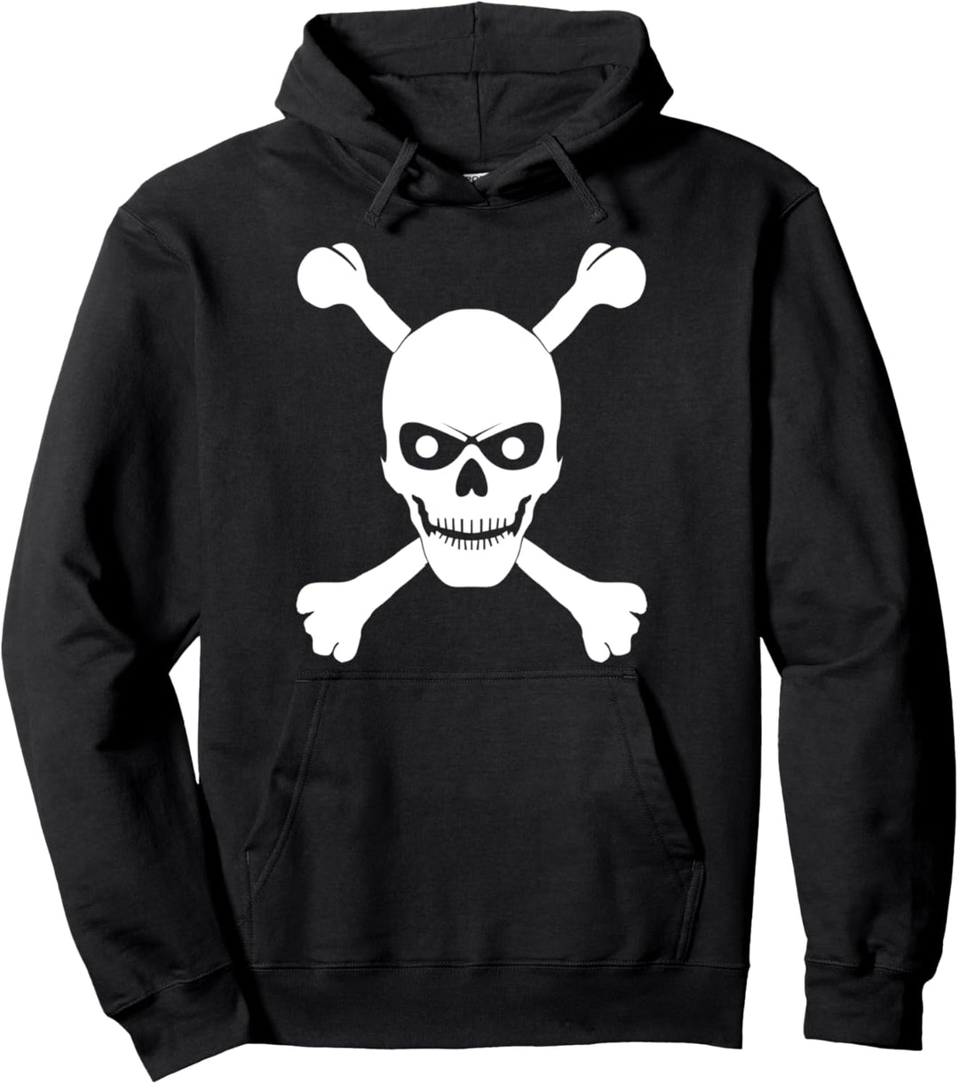 Schädel und gekreuzte Knochen in Weiss Pullover Hoodie