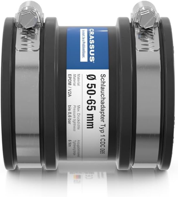Crassus Schlauchadapter CDC 065 Typ 1, EPDM / V2A, 1 Stück, 50-65 mm, CRA14024, 50-65 mm