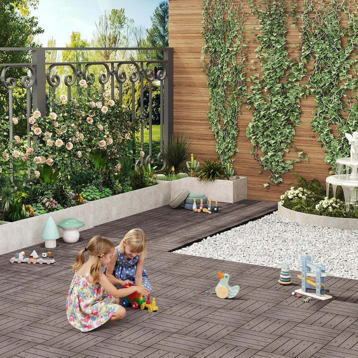 WOLTU GTF002hco WPC Terrassenfliesen Terrassendielen Fliese in Holzoptik Bodenbelag mit klicksystem
