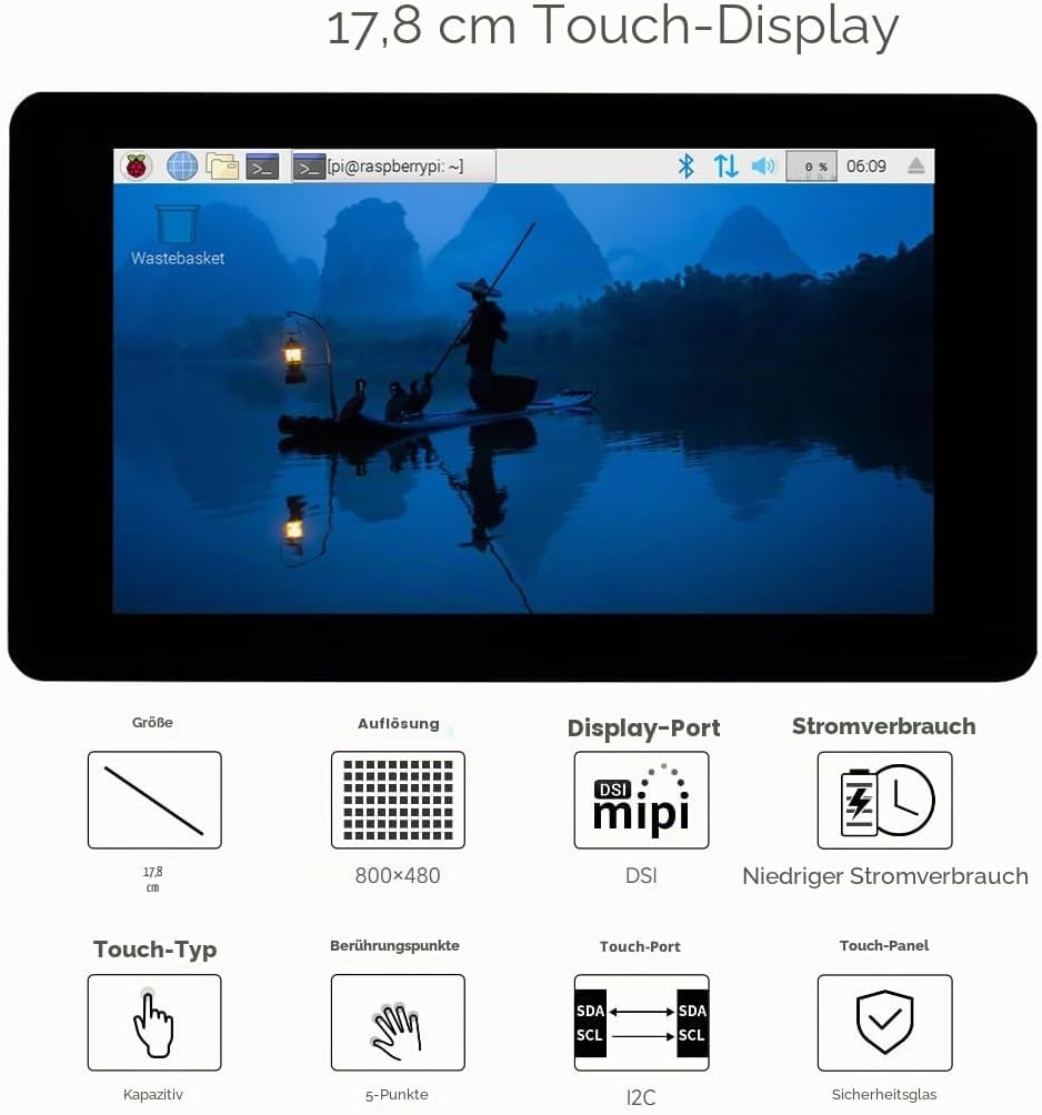 Waveshare 7inch Capacitive Touch Display for Raspberry Pi 800×480 Resolution with DSI Interface