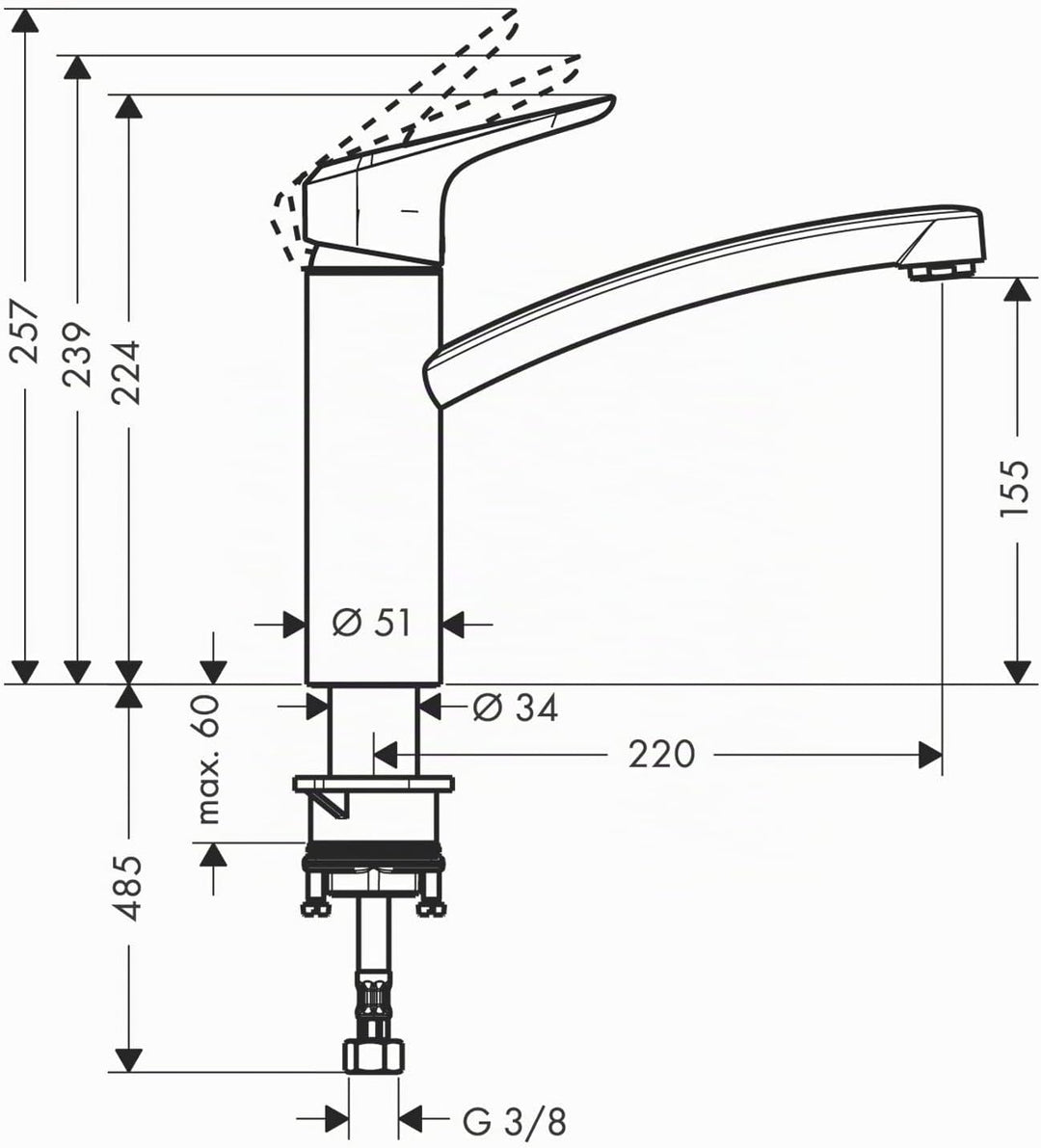 Hansgrohe Ecos M Mischbatterie für die Küche, chromfarben Medium, Silber