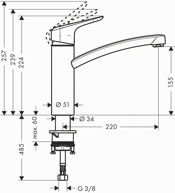 Hansgrohe Ecos M Mischbatterie für die Küche, chromfarben Medium, Silber
