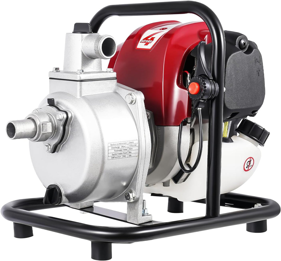 Benzin Wasserpumpe Luftgekühlter Einzylinder 4 Takt Benzinmotor 1” Anschluss Gartenpumpe Frischwasse