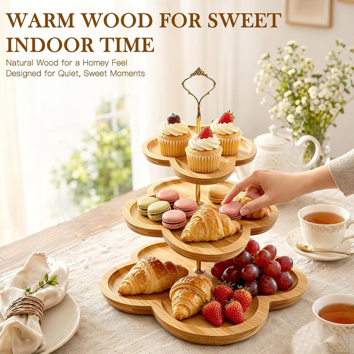 Etagere Holz - Cupcake Ständer - Tortenständer 3 Etagen - Donut Ständer für Obst, Desserts, Hochzeit