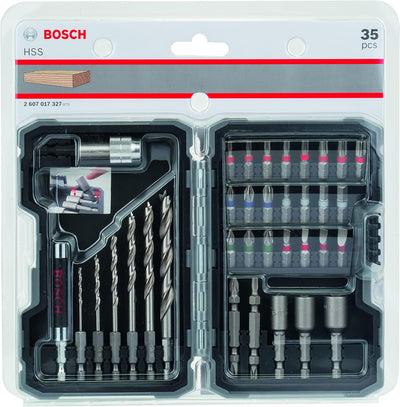 Bosch Professional 35tlg. HSS Holz Bohrer und Bit Set Extra Hart (Kreuzschlitz-, Pozidriv-, Hex-, TH