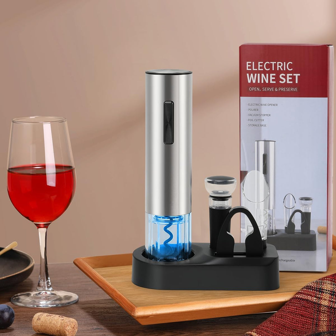 ZOYIDOUX 7-in-1 elektrischer weinkorkenzieher-Geschenkset Edelstahl, elektrischer Weinöffner mit Bas