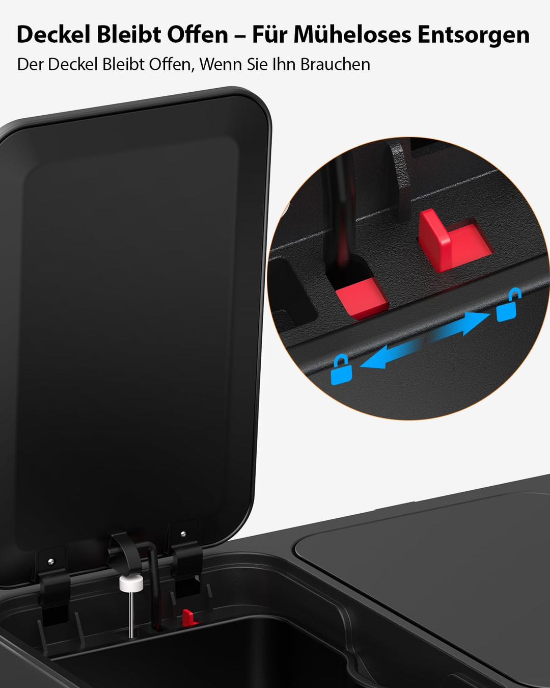 lovewind Mülleimer, 3 x 15L Recyclingeimer, 3-Fach-Mülleimer für Recycling und Abfall, inklusive mag