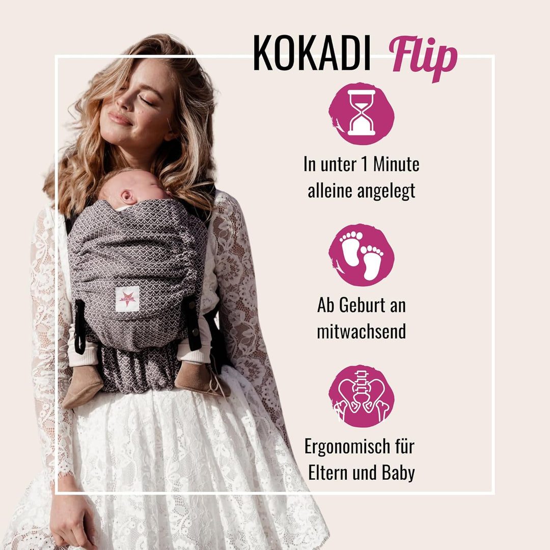 KOKADI Babytrage Flip Heart2Heart (Babysize) – Ergonomisch, sicher & anpassbar, handgefertigt aus 10