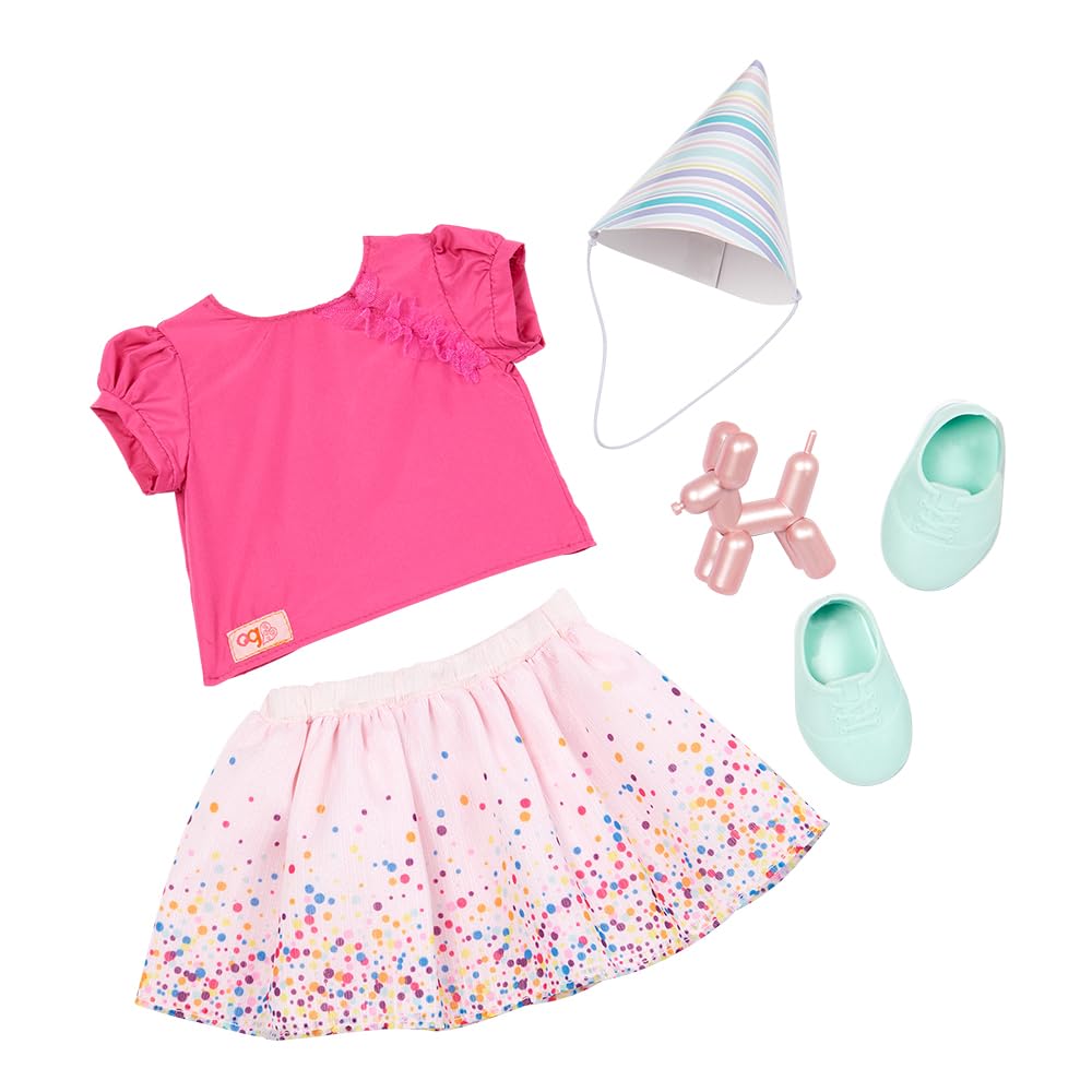 Our Generation – It's Time to Party – Geburtstags-Outfit – Konfetti-Print-Rock & Pudel-Ballontier –