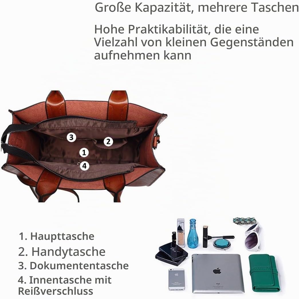NICOLE&DORIS Mode Damen Handtaschen Umhängetasche Schultertaschen Henkeltaschen Tasche Tote Wasserdi