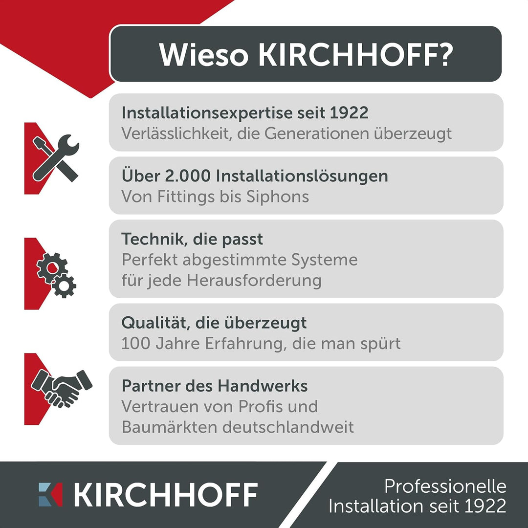 Kirchhoff Design Siphon, Abfluss, Ablaufgarnitur für Waschbecken und Waschtisch, Geruchsverschluss m
