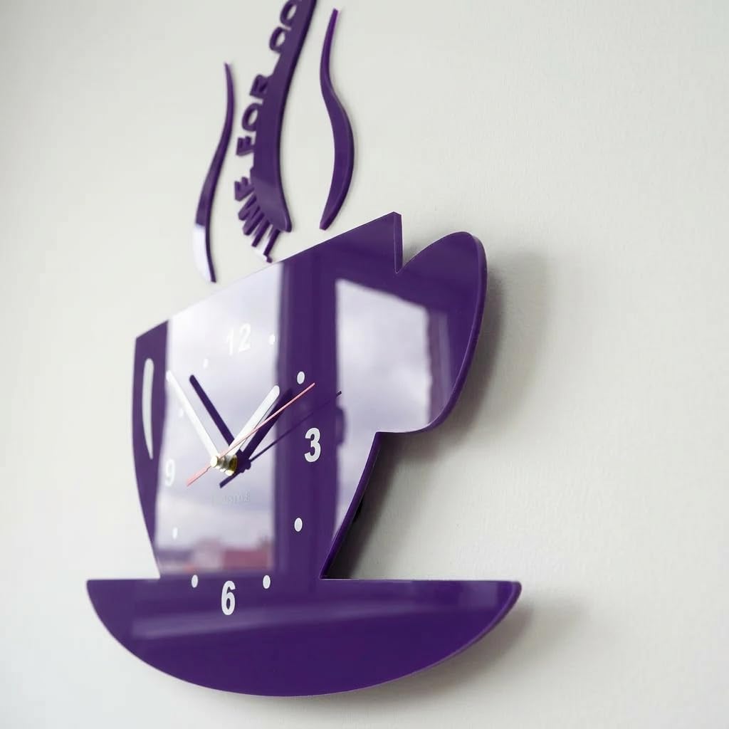 TASSE Time for coffee (Zeit für Kaffee) Moderne Küche Wanduhr lila 3d römisch, wanduhr deko Purple (