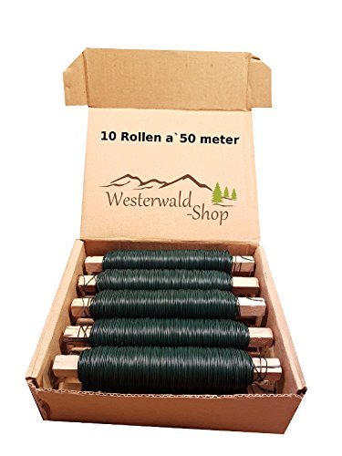 varivendo 10 Rollen Wickeldraht Grün – Starker Bindedraht für Basteln &amp; Garten, je 100g, weich &amp; har