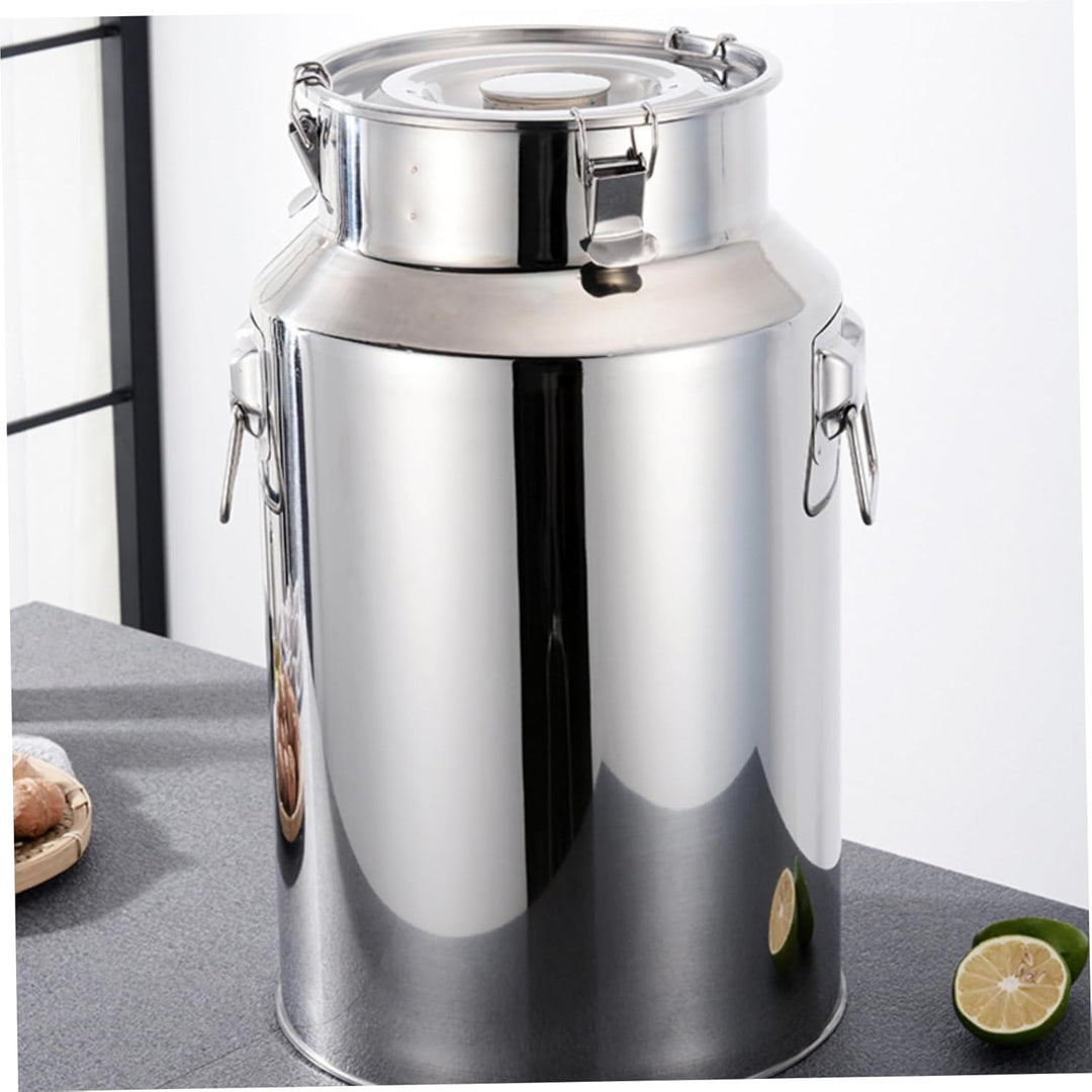 Milchdose 5 l Edelstahleimer mit Deckel und sicheren Schnalle und Hebezling-Rutschmilchkrug für Nahr