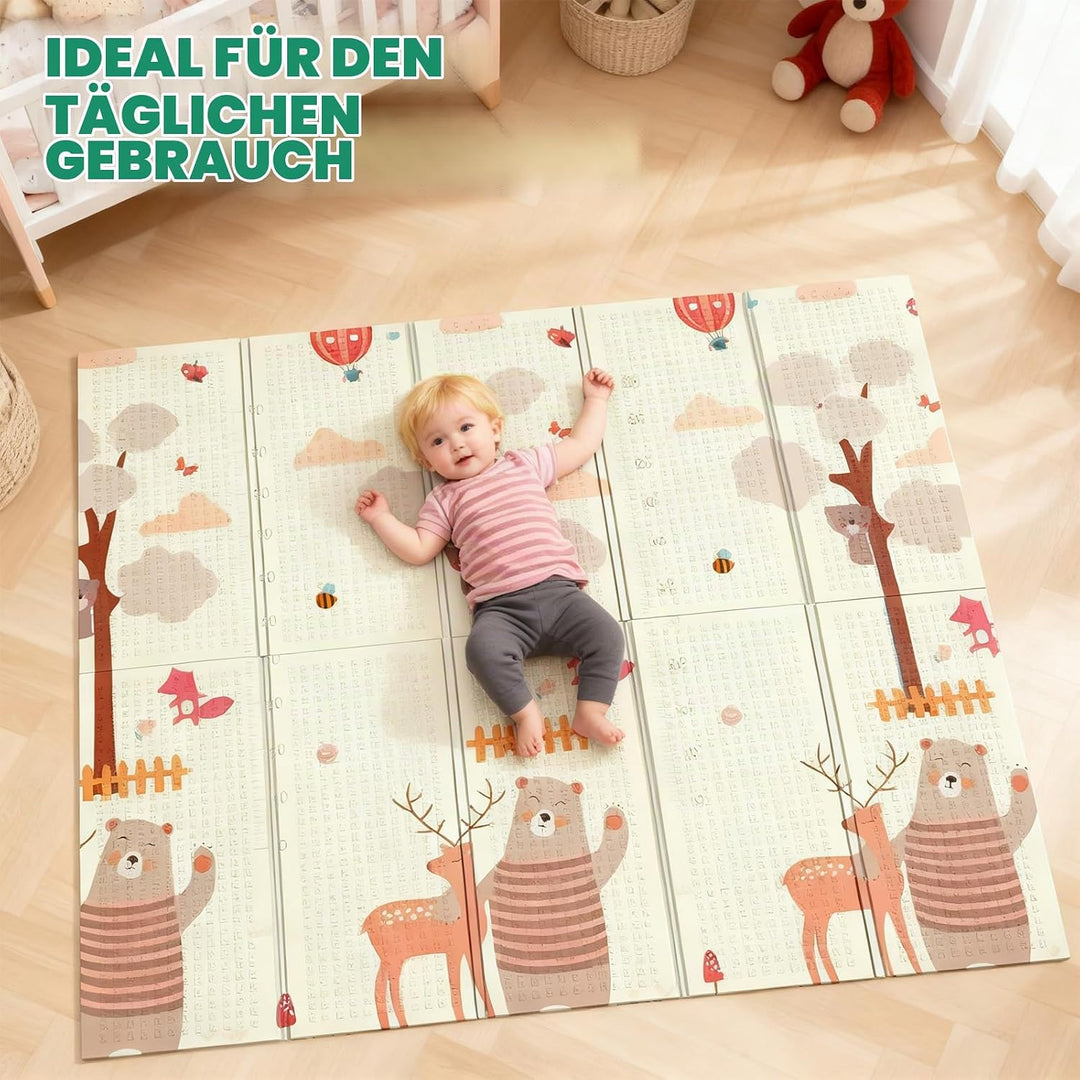 Soontrans Krabbelmatte Baby, Spielmatte Baby Faltbar, 200x180x1cm, Play Mat for Babies Doppelseitige