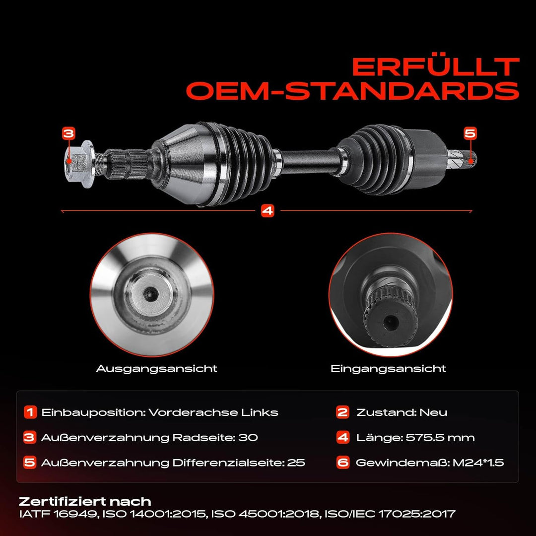 Frankberg Antriebswelle Vorderachse Links Kompatibel mit Astra H L48 L08 L35 L67 L70 1.9L 2009-2010