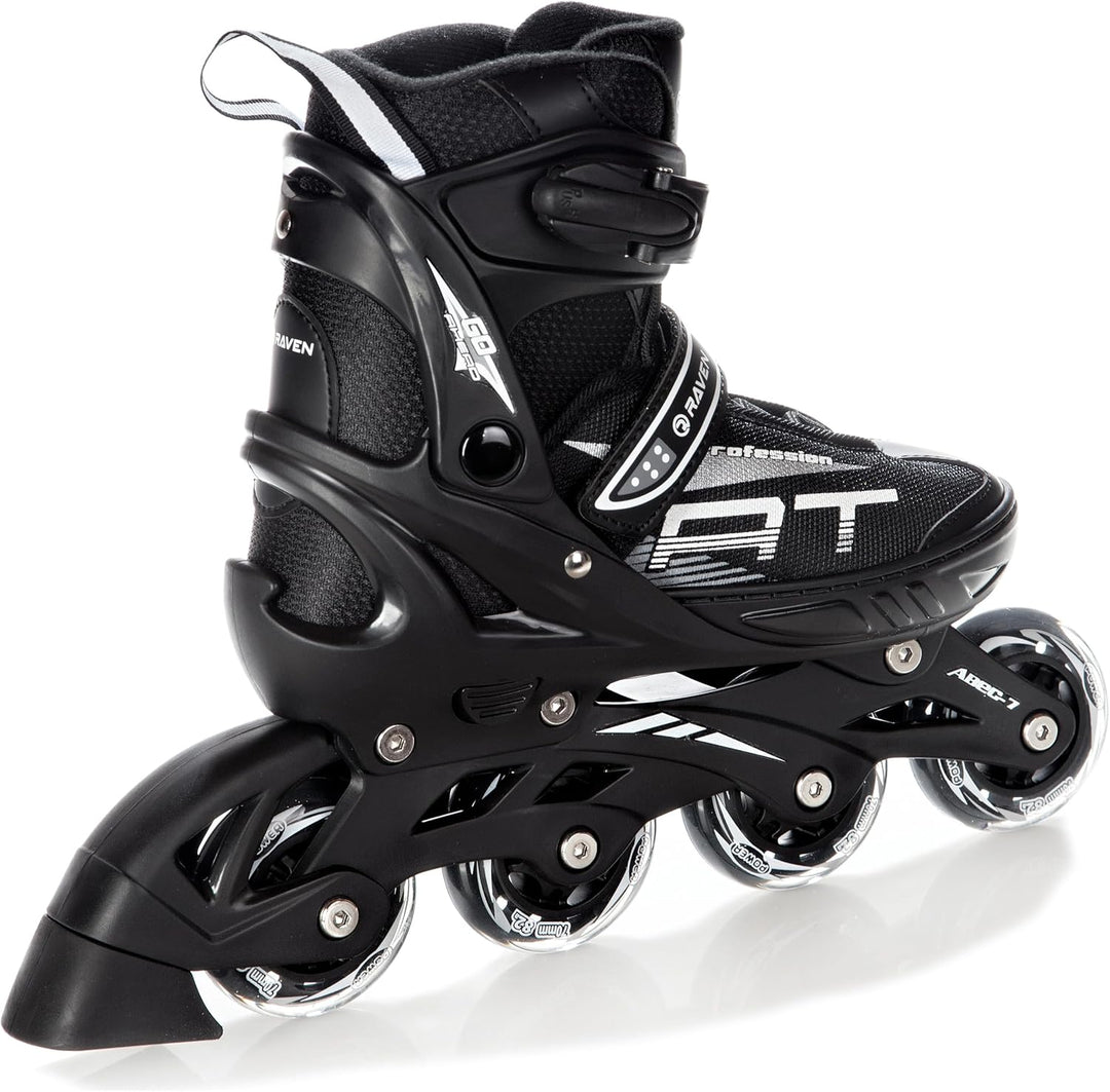 RAVEN Profession Inlineskates Inliner für Kinder und Erwachsene 28-32 (18,5-21cm) Black Ohne Kufen,