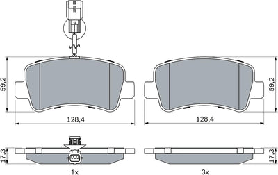 Bosch BP1419 Bremsbeläge - Hinterachse - ECE-R90 Zertifizierung - vier Bremsbeläge pro Set