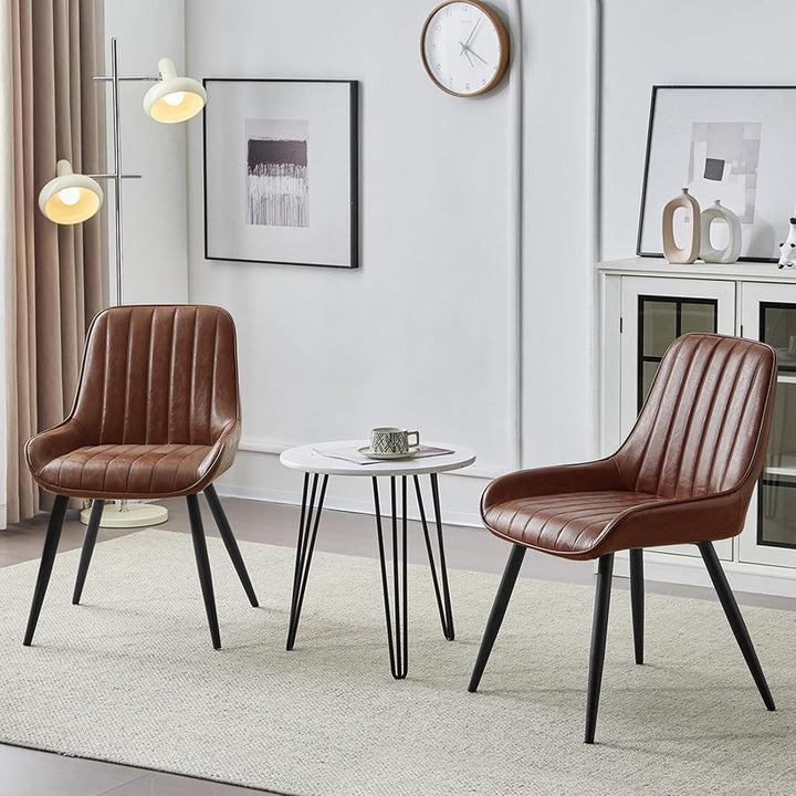 Lestarain 2 Stücke Esszimmerstühle, Retro Küchenstuhl Polsterstuhl Wohnzimmerstuhl Sitzfläche Aus PU