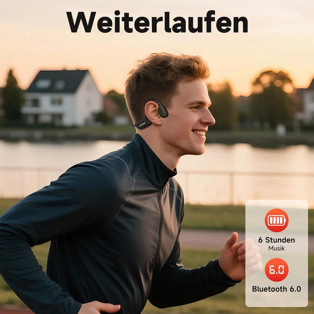 MANKIW Knochenschall Kopfhörer, IP68 Open Ear Kopfhörer Bluetooth 6.0, Bone Conduction Headphones fü