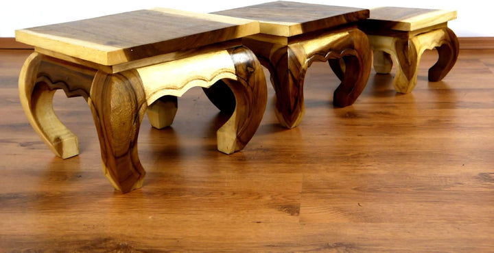 livasia Opiumtisch, Beistelltisch aus Massivholz, Nachttisch (30cm) 30 x 30 cm, 30 x 30 cm