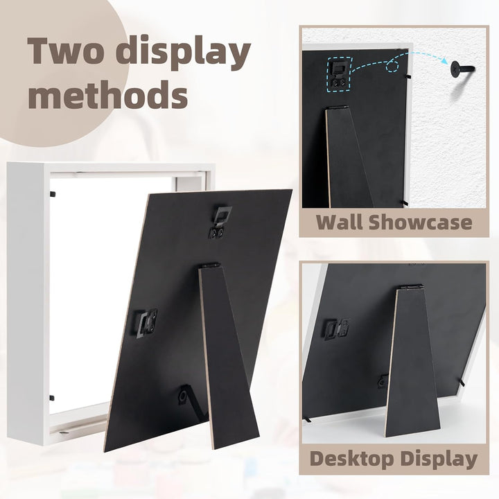 WISYOK 3D Bilderrahmen zum Befüllen，Weiss-2pcs，22×22cm | 3D Objektrahmen Tiefer 3cm, Tiefer Rahmen f