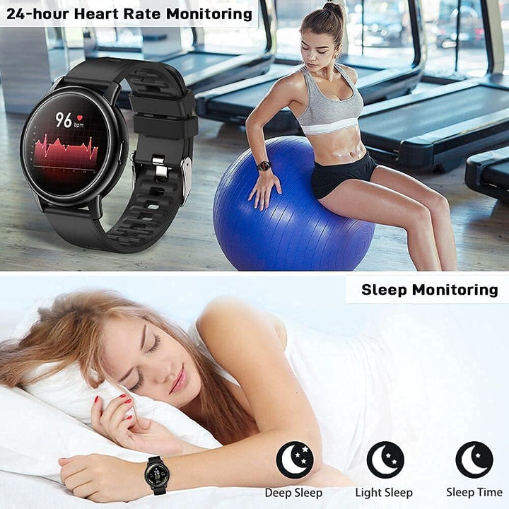 Cillso Smartwatch, Runde Bluetooth Smartwatch Herren Damen Fitnessuhr 1,3“ Touchdisplay mit Pulsmess