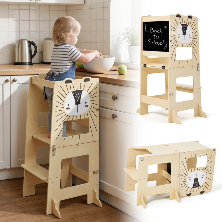 labebe lernturm für Kinder, Grossformat klappbar Montessori Learning Tower, 2 in 1 lernstuhl Kinder