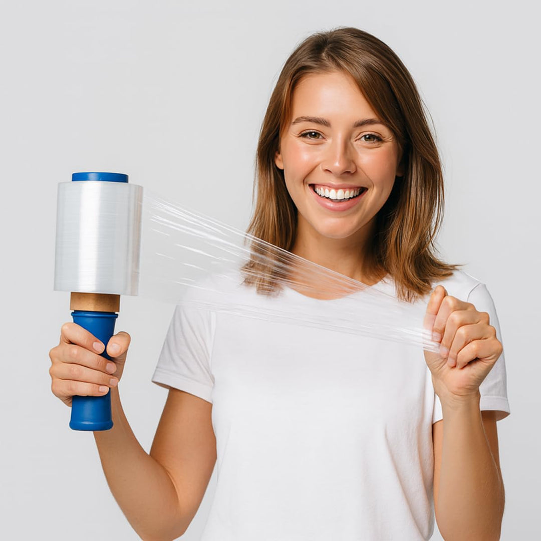 verpacking Mini-Stretchfolie 23 my stark 100 mm x 150 m reissfest, dehnbar & zuverlässig Handstretch