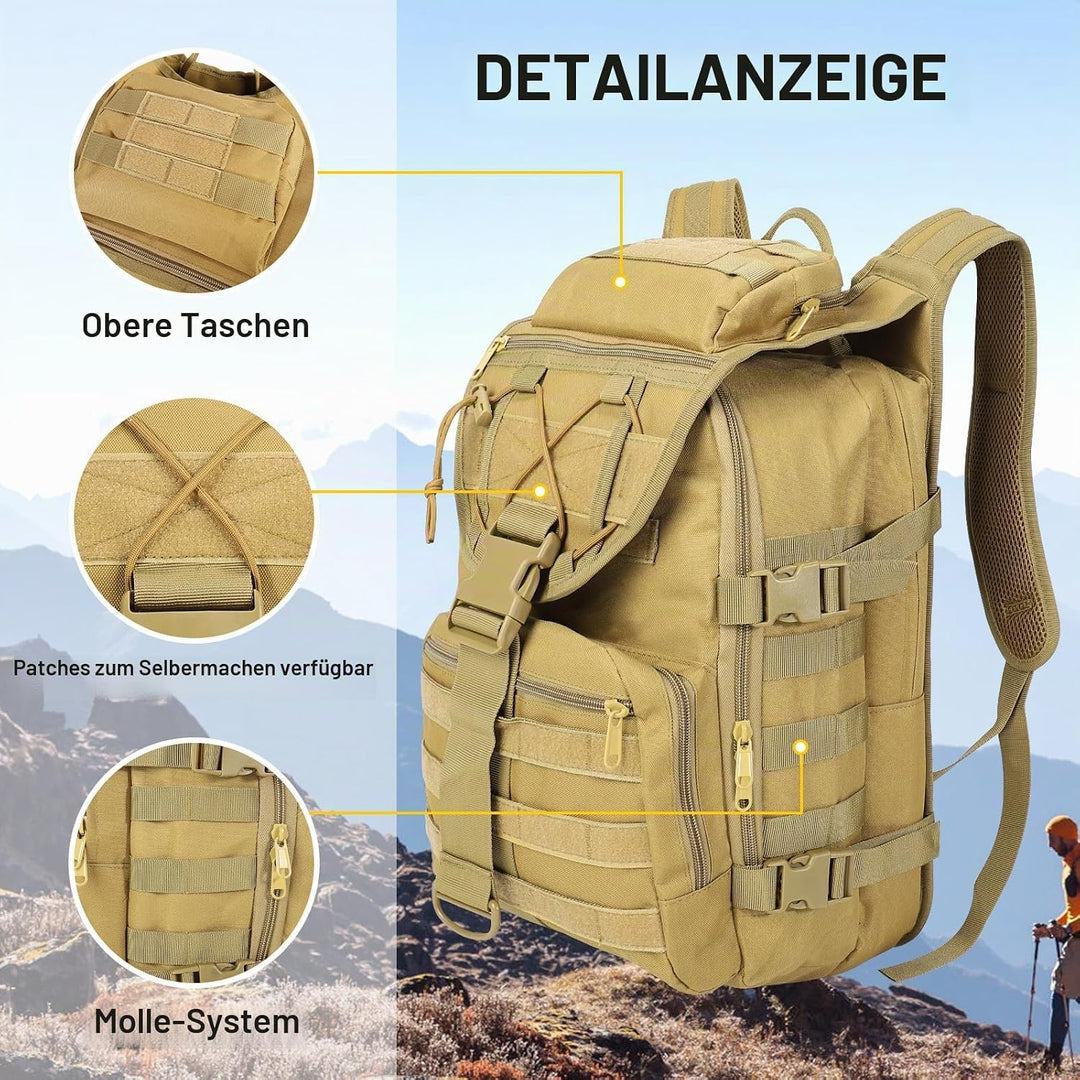 SHANNA Militärrucksack 35L/50L Armee Rucksack Molle, Hohe Kapazität Trekkingrucksack Wanderrucksäcke