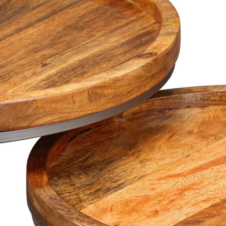 vidaXL Mangoholz Massiv 2X Beistelltisch Satztisch Couchtisch Wohnzimmer Tisch