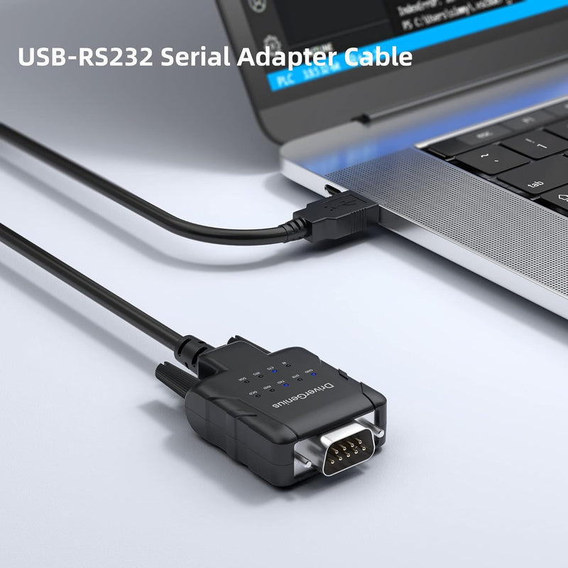 DriverGenius USB Typ-A auf Seriell RS232-(DB9) Adapter Konverter mit 9 x LEDs für IT-Administratoren