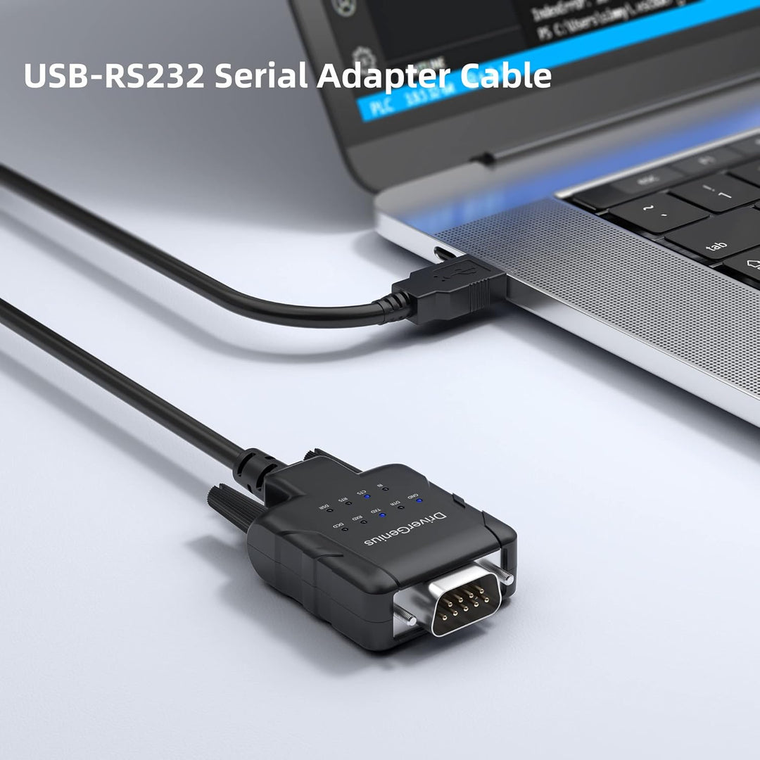 DriverGenius SerialPulseX Serie | USB auf RS232 Seriell Adapter mit 9 x LED Statusanzeige – Für PLC-