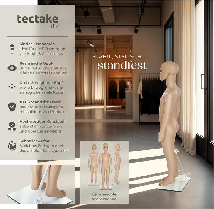 TecTake Schaufensterpuppe Zerlegbare Puppe | drehbar und beweglich | Glasplatte mit Wadendorn - Vers