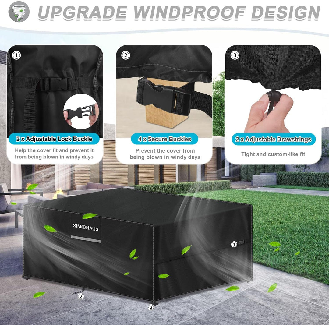 Abdeckplane Gartenmöbel Abdeckung Wasserdicht,Anti UV 420D Oxford Gewebe Gartentisch Abdeckung für G