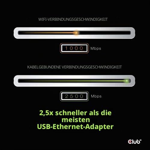 Club 3D USB 3.2 Gen1 Adapter Typ-A zu 2, 5 Gigabit Ethernet ST./BU. schwarz, CAC-1420
